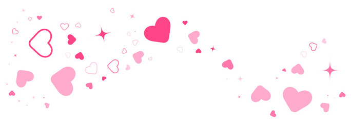Pink hearts and stars particle simple decoration. Vector illustration.	