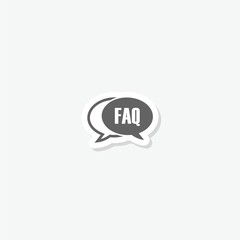 FAQ speech bubble icon sticker isolated on gray background