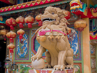 Pixiu or Pi Yao statue, pixiu symbol, pixiu Chinese, is a beautiful Thai and Chinese architecture of shrine, temple. A symbol of good luck and prosperity during the Chinese New Year celebrations.