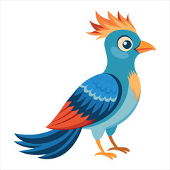 Flat Vector Illustration Colorful Silhouette Beautiful Birds   and white background.