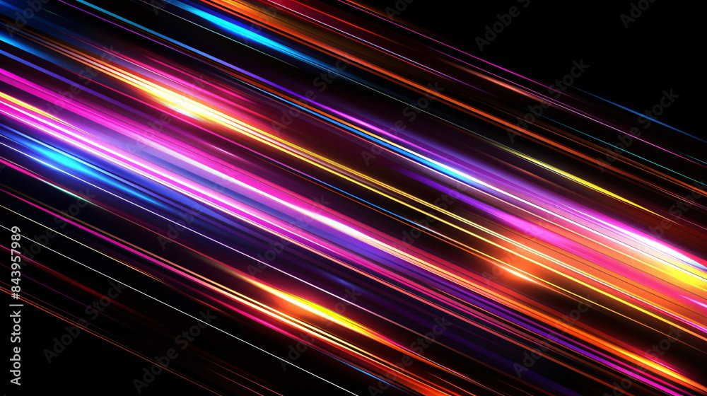 Poster vibrant neon lines creating abstract digital art against a dark background