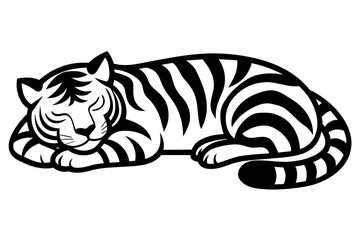Sleeping  Tiger vector silhouette on white background