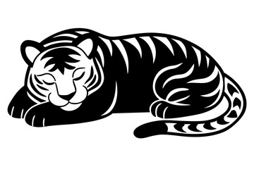 Sleeping  Tiger vector silhouette on white background