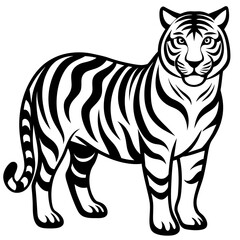 Tiger vector silhouette on white background