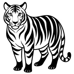 Tiger vector silhouette on white background