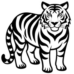 Tiger vector silhouette on white background