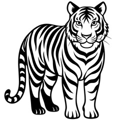 Tiger vector silhouette on white background