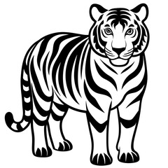 Tiger vector silhouette on white background