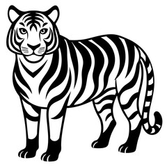 Tiger vector silhouette on white background