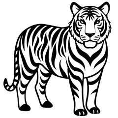 Tiger vector silhouette on white background