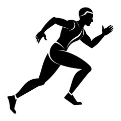 Running man vector silhouette on white background 