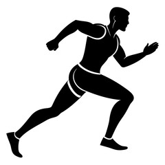 Running man vector silhouette on white background 
