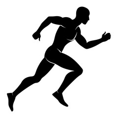 Running man vector silhouette on white background 