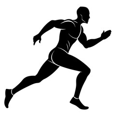 Running man vector silhouette on white background 