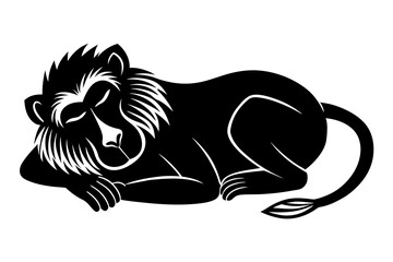 Sleeping African Baboon vector silhouette 