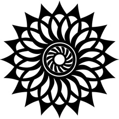 Islamic spiral vantage ornament in black color silhouette on a white background
