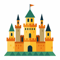 Fototapeta premium A detailed vector of a medieval castle with towers vector illustration 