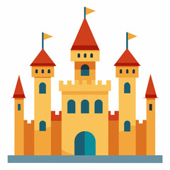 Fototapeta premium A detailed vector of a medieval castle with towers vector illustration 