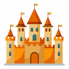 A detailed vector of a medieval castle with towers vector illustration 