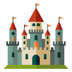 A detailed vector of a medieval castle with towers vector illustration 