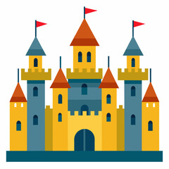 Fototapeta premium A detailed vector of a medieval castle with towers vector illustration 