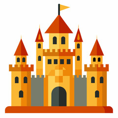 A detailed vector of a medieval castle with towers vector illustration 