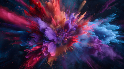 Explosive burst of vibrant colors in a cosmic digital art piece