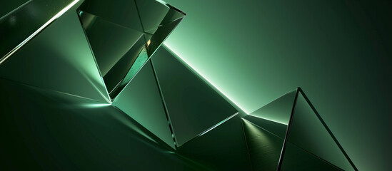 Neon green futuristic shapes float in a black universe, creating a striking contrast and a sense of otherworldly wonder.
