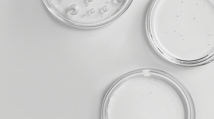 Small transparent jars filled with white paint lie on a white background