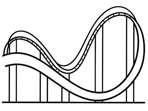 black and white roller coaster track clip art preview
