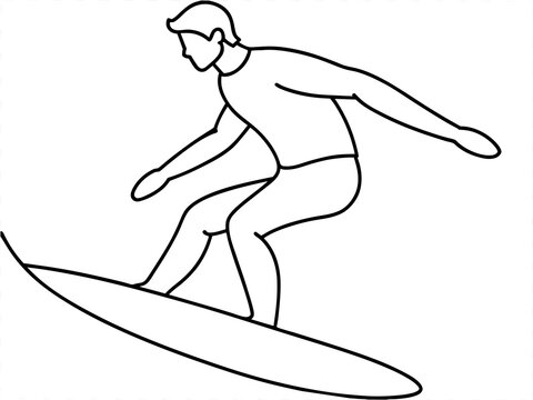 recommend clip art: A single line drawing of a person surfing