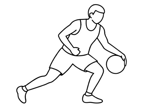 recommend clip art: A single line drawing of a person playing basketball