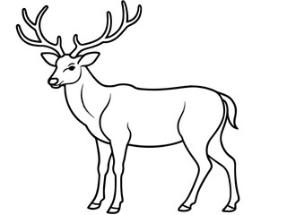 Fototapeta premium A majestic deer with large antlers in line art style