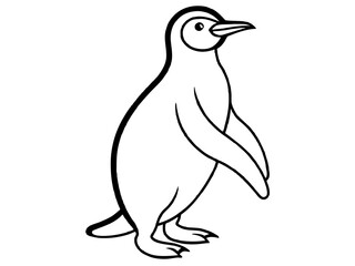 A graceful penguin waddling on the ice in line art style