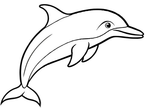 recommend clip art: A graceful dolphin swimming in the ocean in line art style