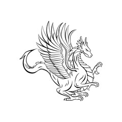 dragon illustration for tattoo design logo vector design
