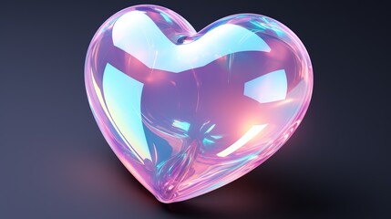 Holographic Heart Icon Symbo Stylized Rainbow Iridescent Opalescent
