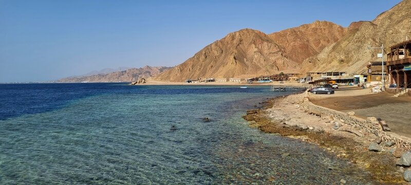 panorama view of the blue hole in dahab