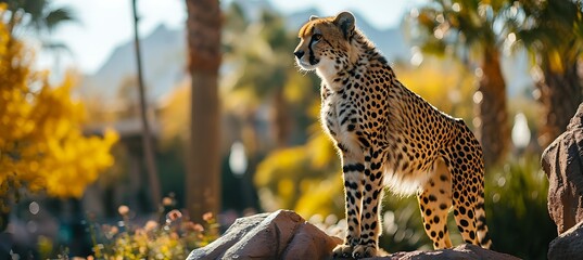 A Wildlife Banner Showcasing a Majestic Cheetah Standing Gracefully