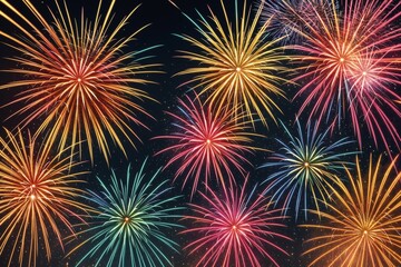 Fototapeta premium A vibrant firework pattern with explosive designs and bright sparks