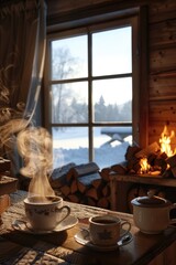 Winter Cabin Tea Time.
