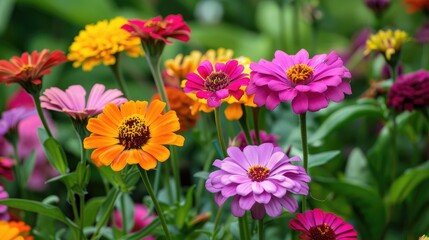 Obraz premium Vibrant summer garden flowers in close up