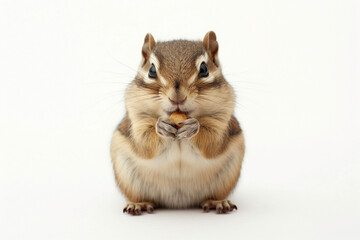 Cute Chipmunk: Storing Food in Cheeks with Natural Background