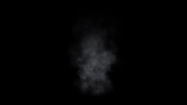 Video of medium sized smoke plume, steam or mist column rising into the air, 4k 30p with alpha channel for transparent background