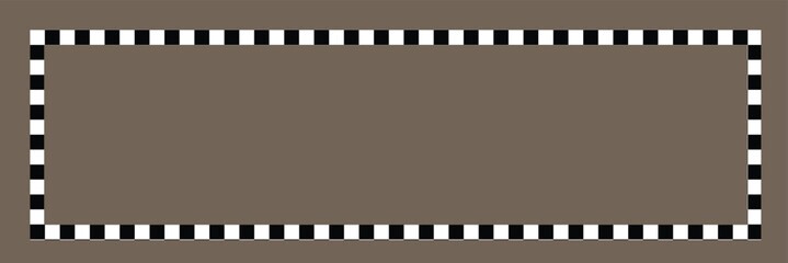 Obraz premium Rectangle frame with checkered print on borders. Rectangular vignette with checkerboard, race flag or chess game pattern isolated on white background.