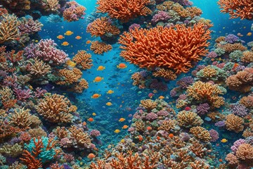 Obraz premium A vibrant coral reef pattern with bright colors and detailed designs