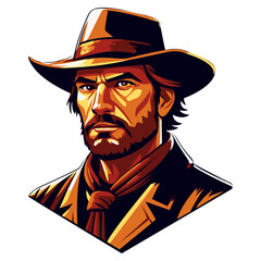 vintage logo with a cowboy's face1