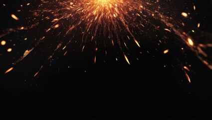 Obraz premium Fire sparks particles with flames isolated on black background. Very high resolution. Fire flames and sparks with horizontal repetition on dark background