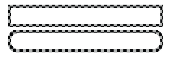 Obraz premium Square frame with checkered print. Rectangular vignette with checkerboard, rally flag or chess game pattern isolated on white background. 