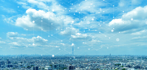 都市のネットワークイメージ、電波、電脳